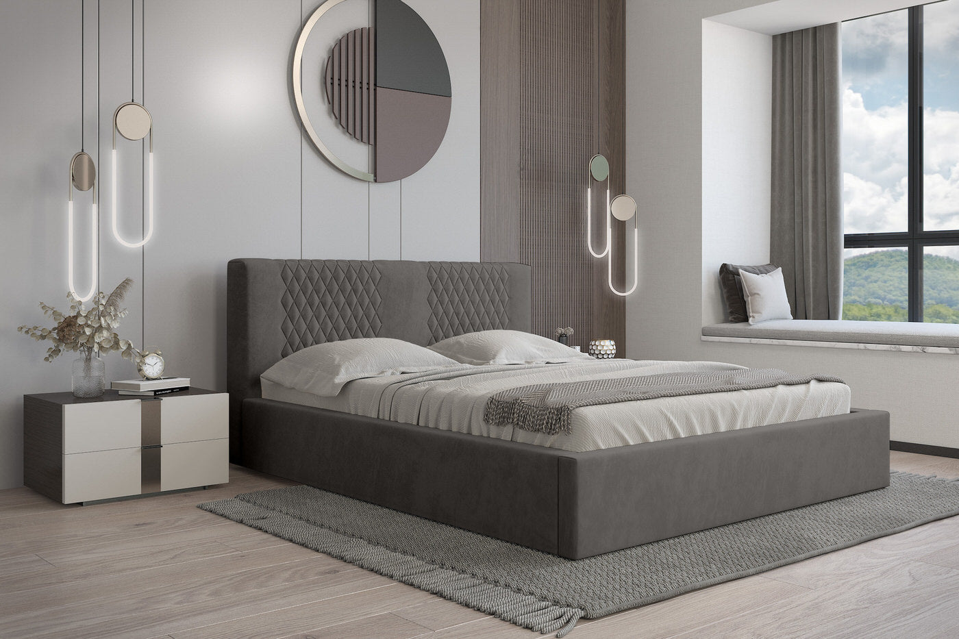 Trae Mobler Montana 160 x 200 cm Gestoffeerd Bed Donkergrijs