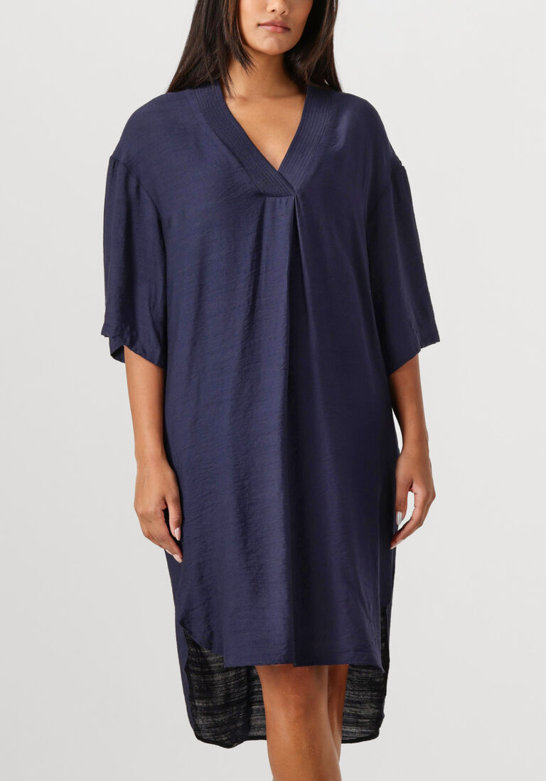 donkerblauwe co'couture mini jurk caryn pleat tunic dress