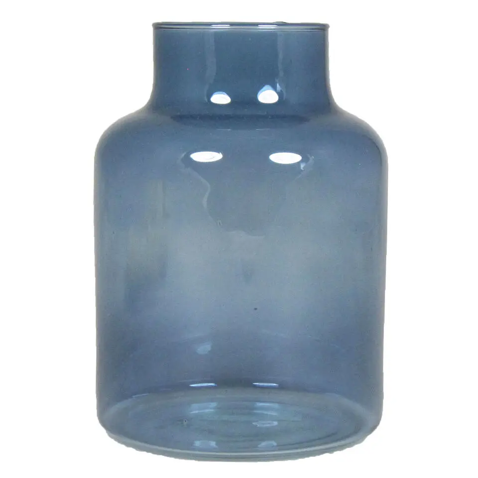 Bela Arte Bloemenvaas Milan - transparant blauw glas - H20 cm - melkbus