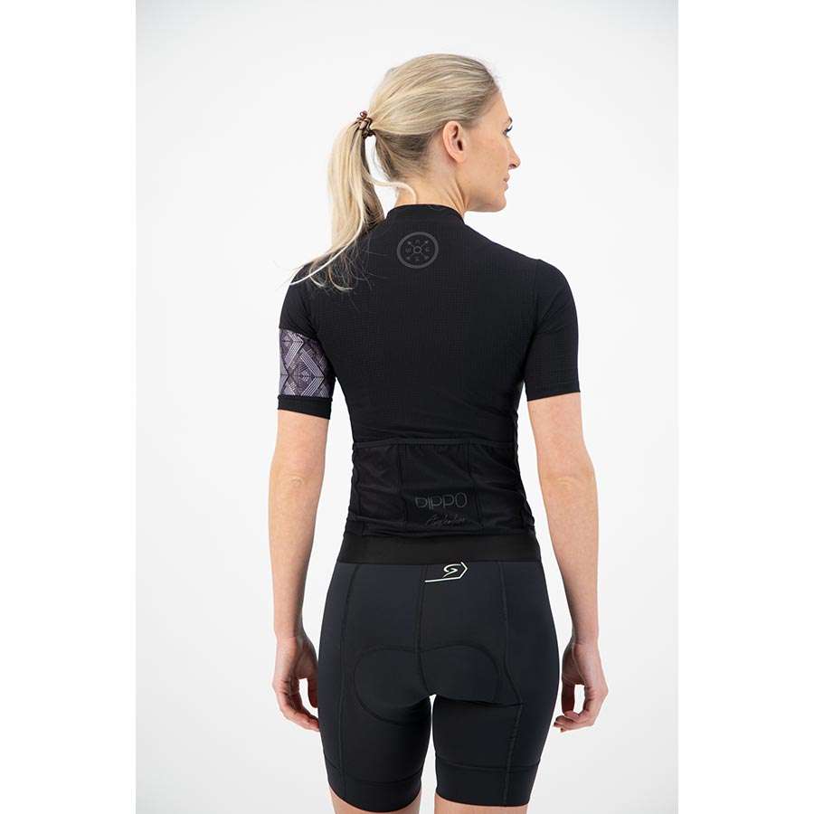 Pippo Amsterdam Alpe d'Huez Fietsshirt Korte Mouwen Zwart/Paars Dames