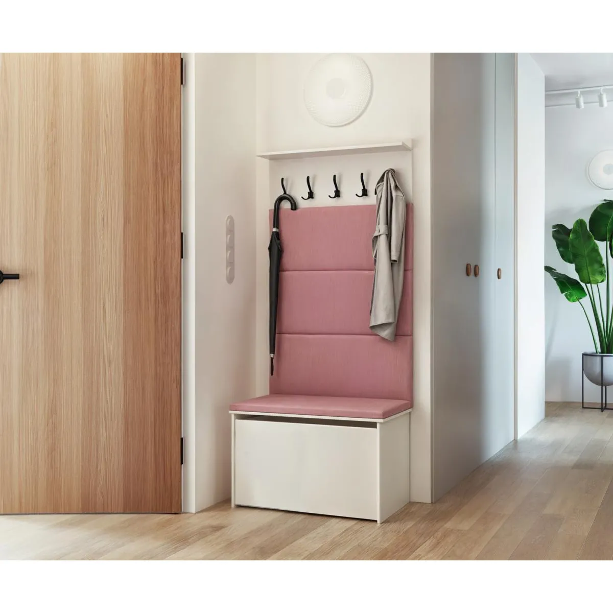 Kobi Porte-manteau Andy avec assise rose