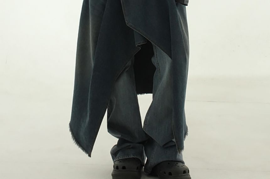 SeoulPop - Unisex gerafelde denim schortrok