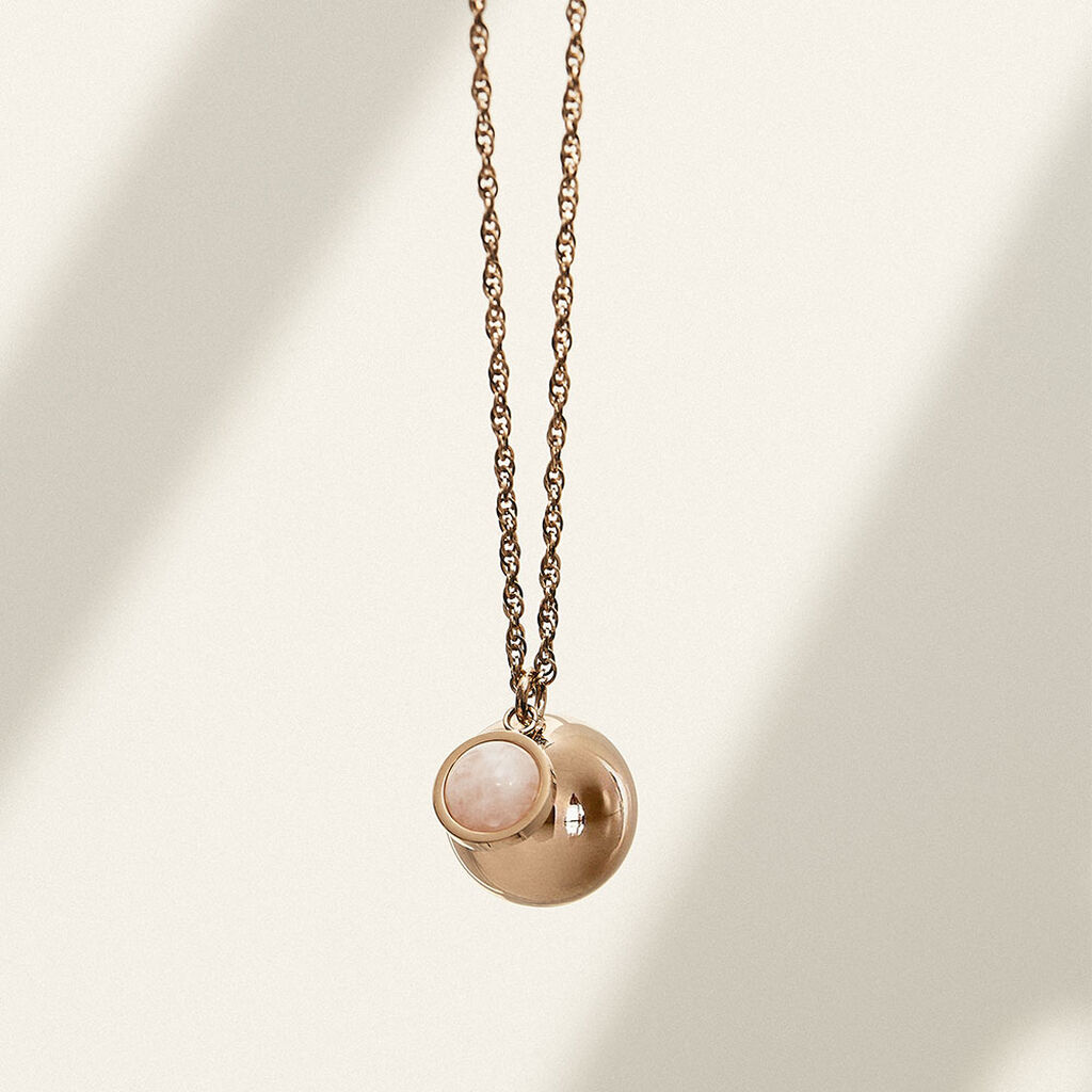 Collier My Bola Acier Rose Quartz