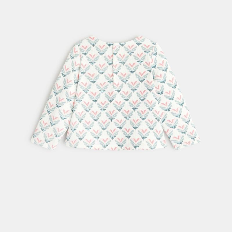 Sweat molleton pointelle floral rose bébé fille Rose