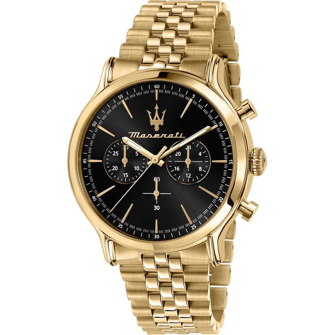 Maserati Epoca Chronograph Edelstahl Goldig / Schwarz