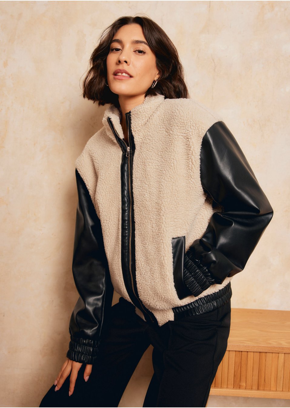 Veste en mélange de matière