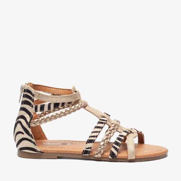 Blue Box meisjes sandalen goud zebraprint