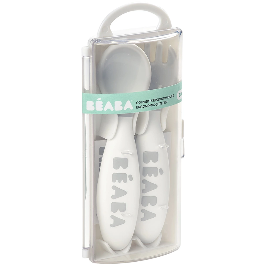 BEABA® Ergonomisches Besteckset 2. Altersstufe grau