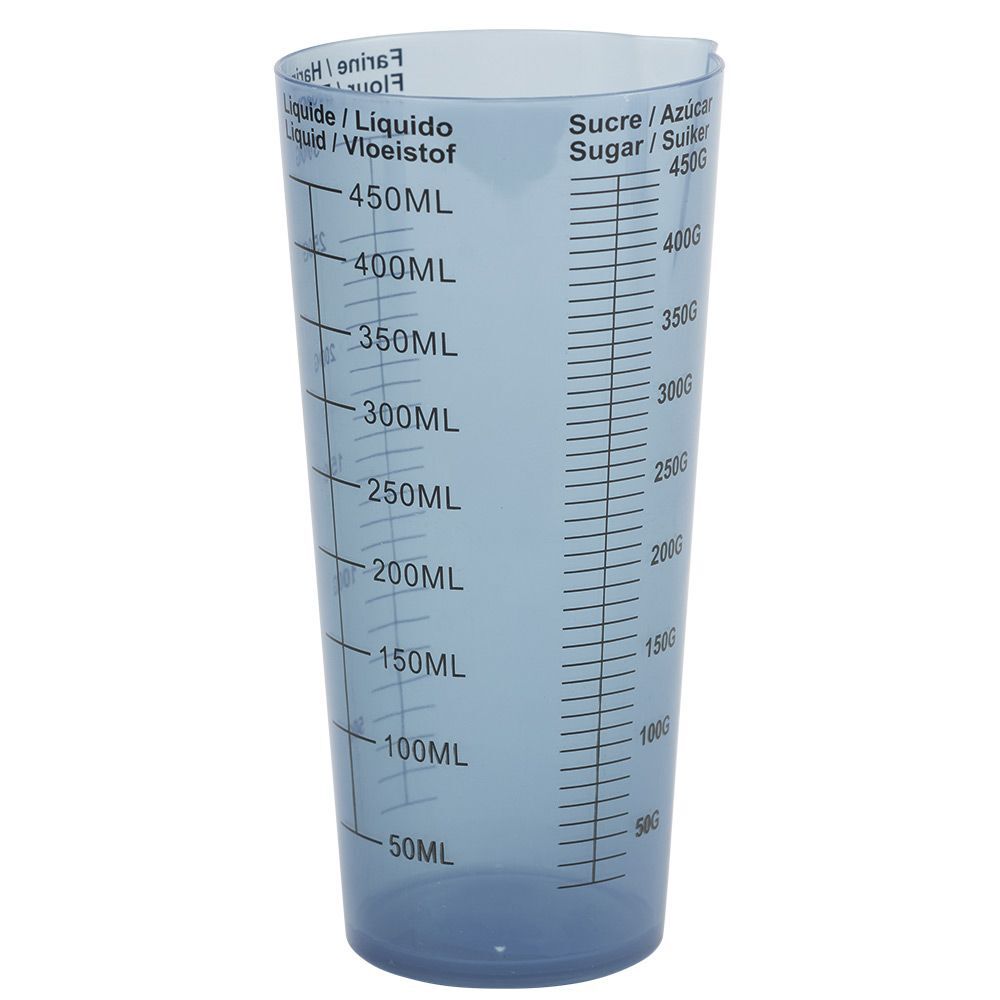 Verre doseur en plastique bleu