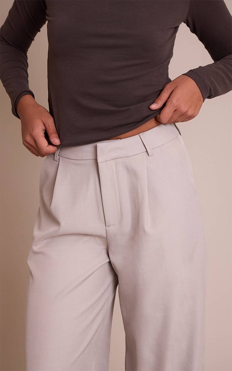 Gris Galet Pantalon Large Tissé À Double Pli