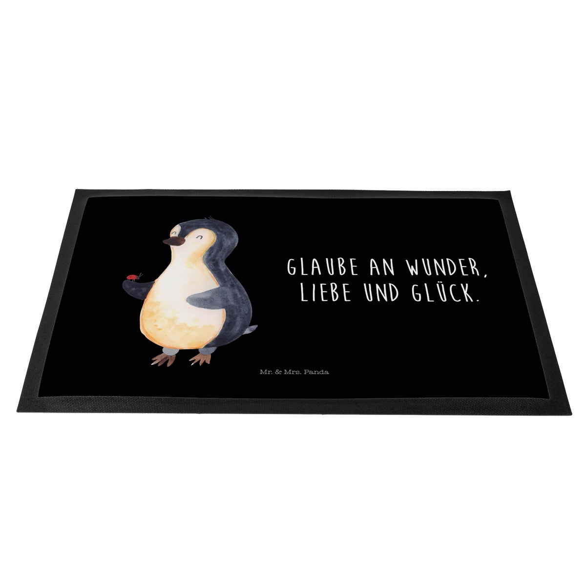 Mr. & Mrs. Panda 40 x 60 cm Deurmat Pinguïn Lieveheersbeestje - Zwart