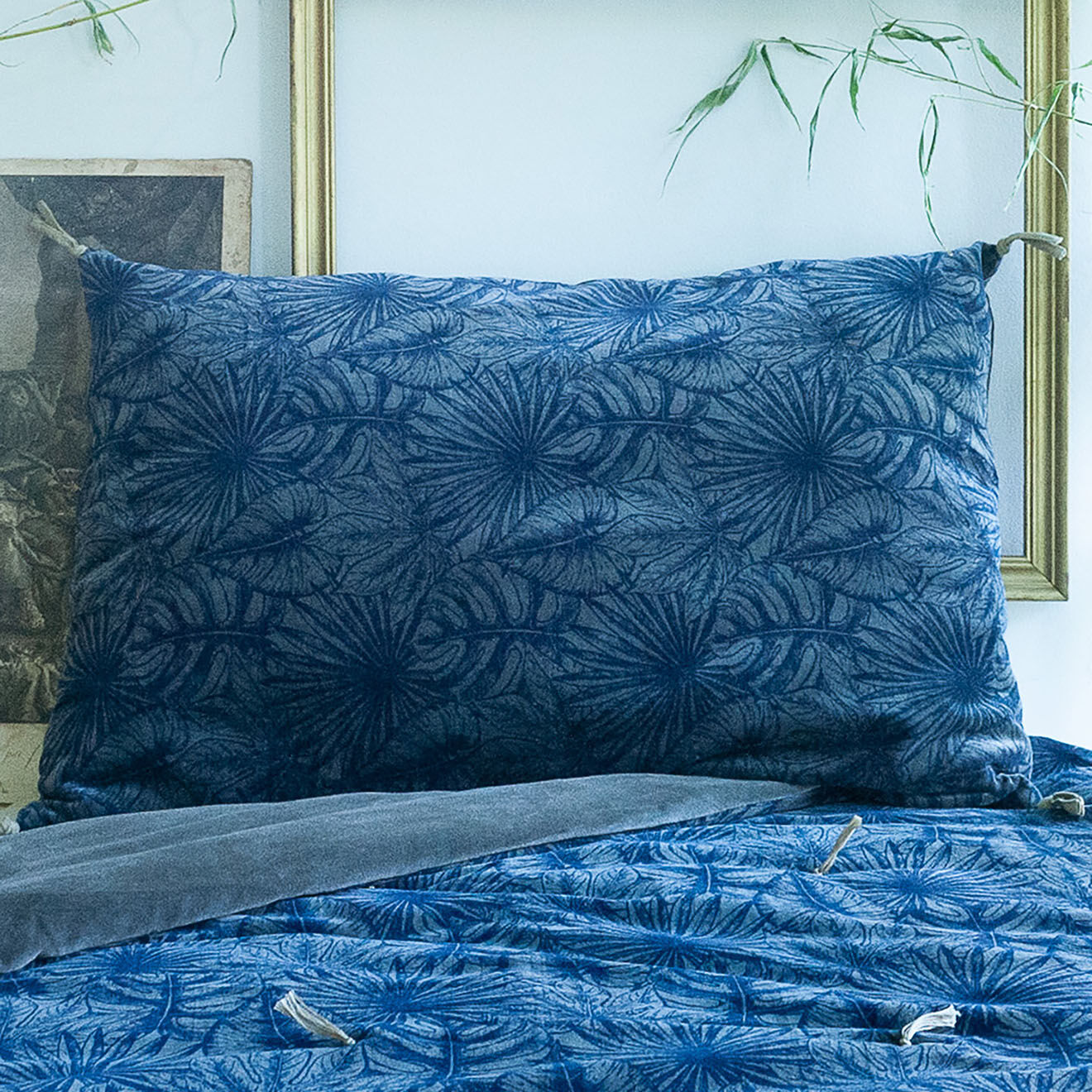 En Fil d'Indienne Housse de coussin Goa plomb - 50x75 cm
