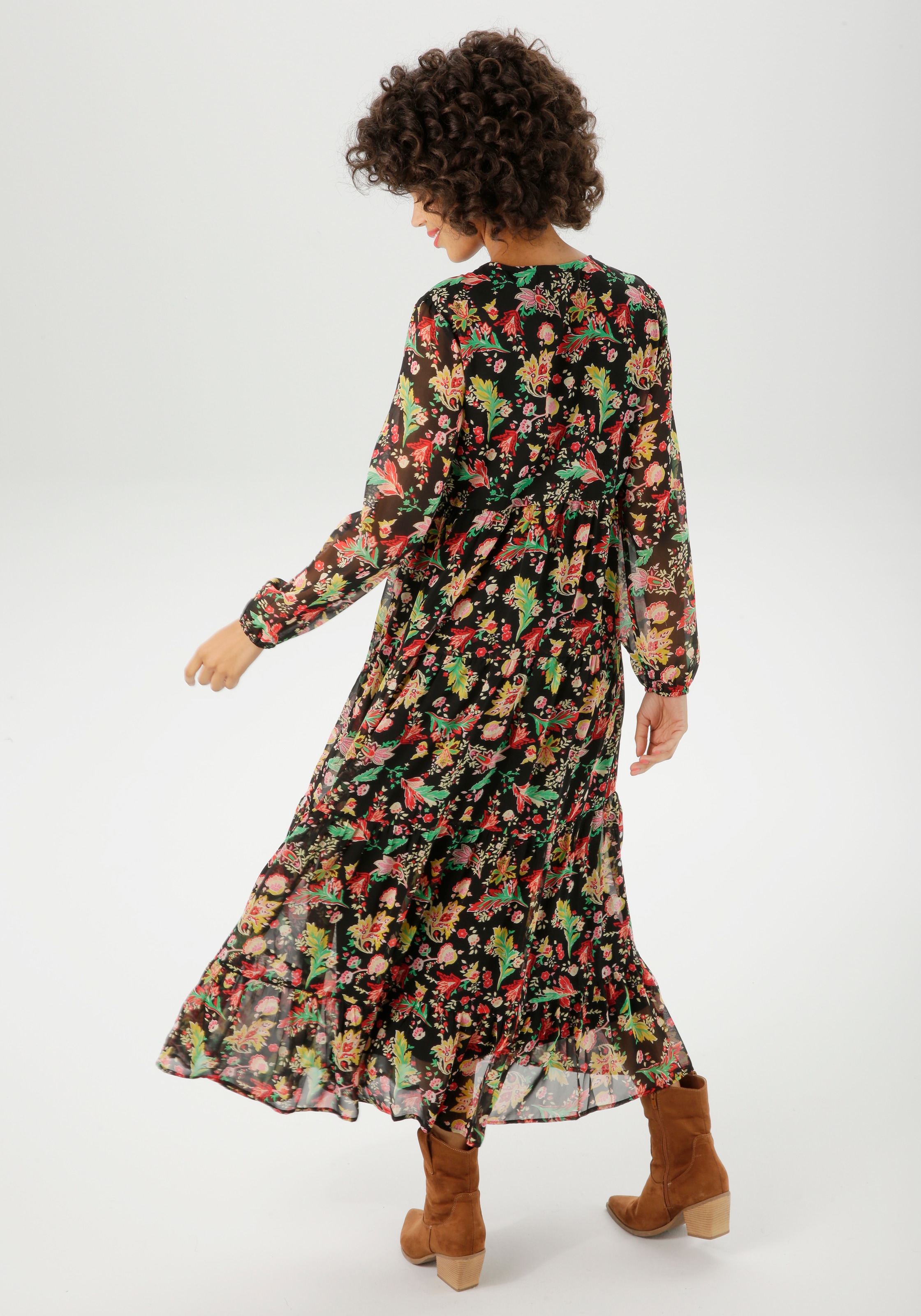 Aniston CASUAL Maxikleid mit farbenfrohem Blumendruck - jedes Teil ein Unikat - NEUE KOLLEKTION
