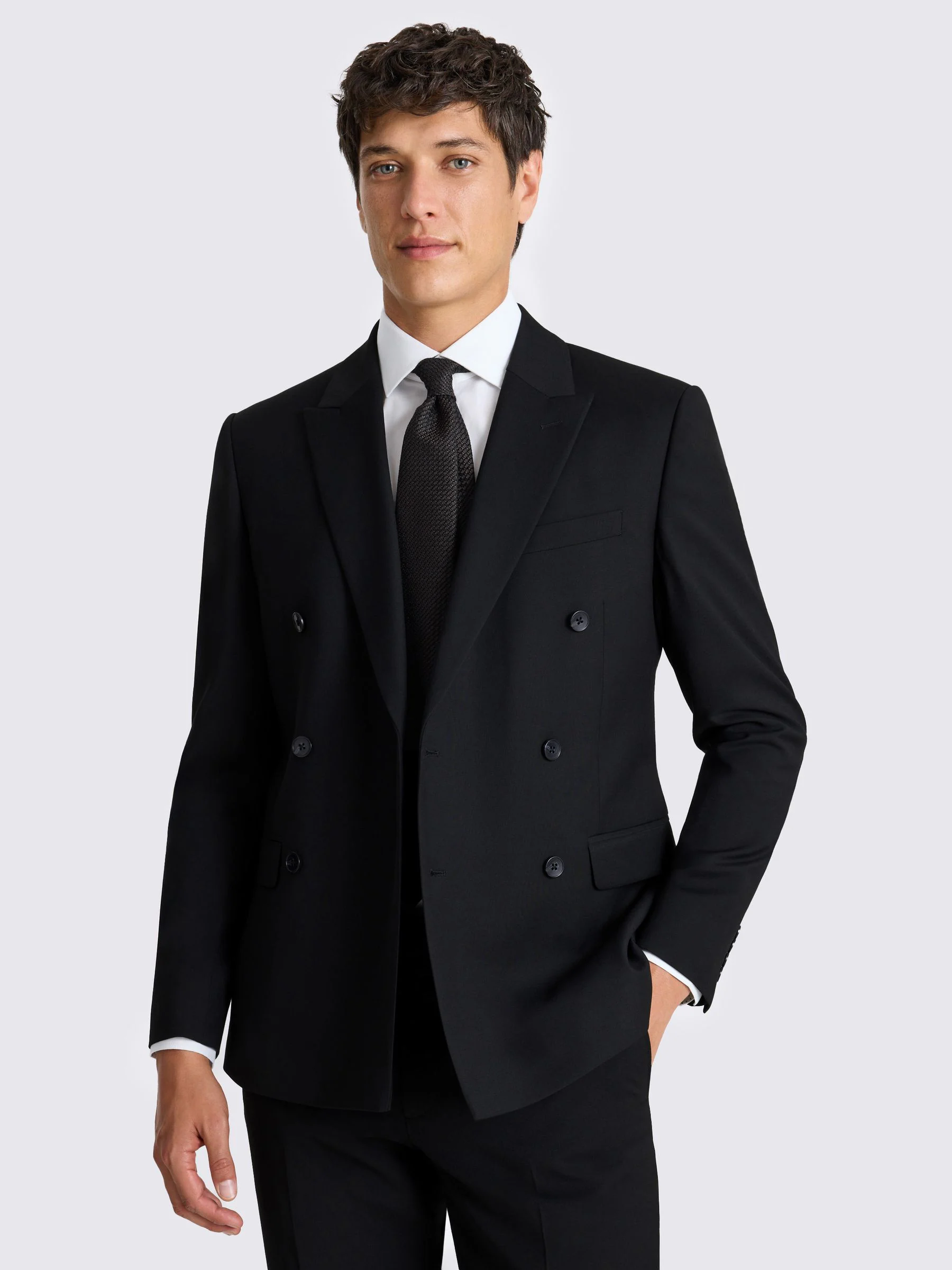 Zwart - MOSS Slim-fit stretchcolbert