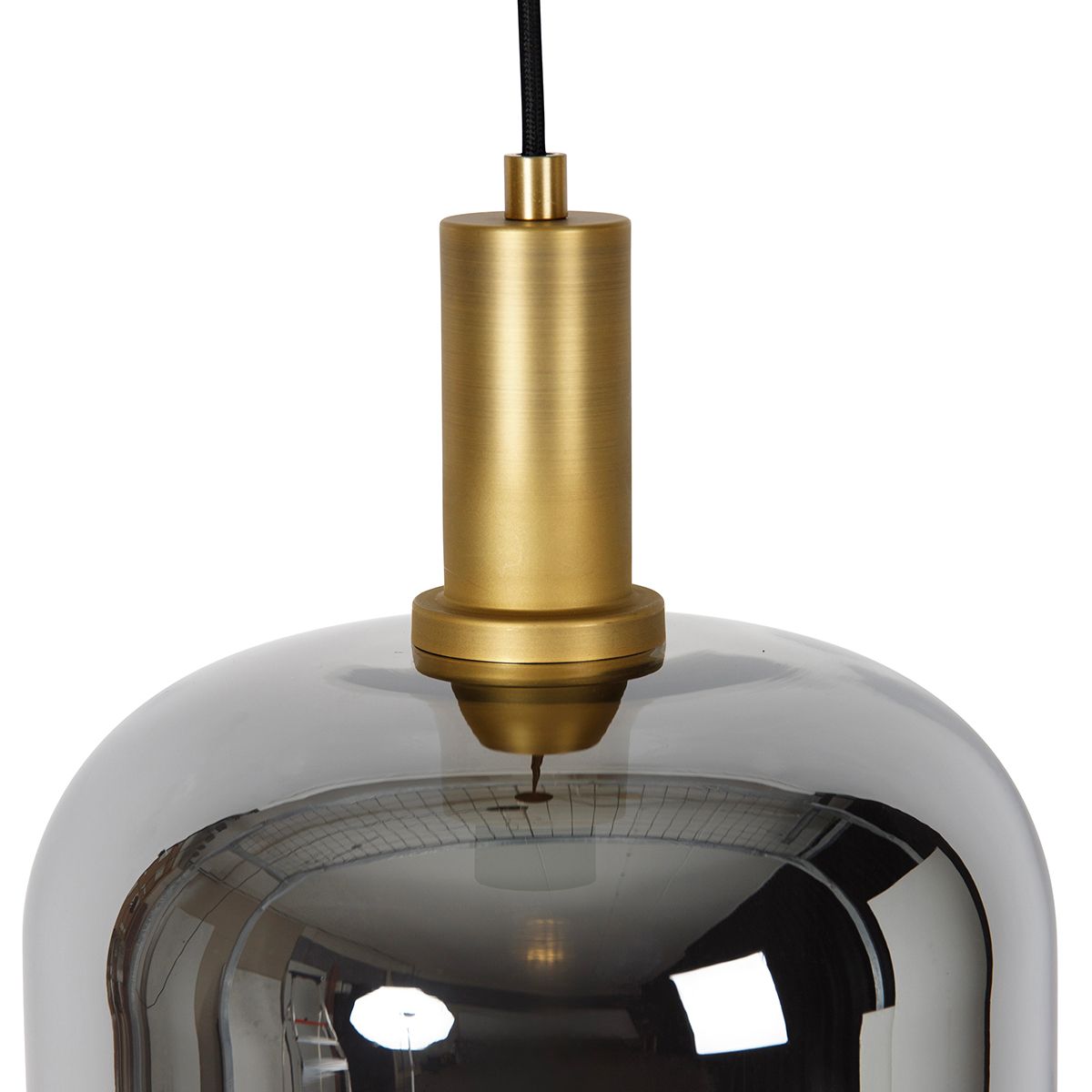 Hanglamp zwart met goud en smoke glas incl. PUCC - Zuzanna
