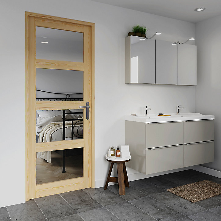 Bloc-porte Connemara pin vitré H.204 x l.93 cm, poussant droit