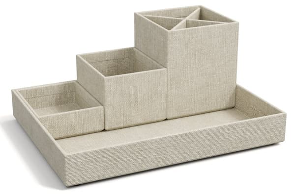 Skrivebordsoppbevaring 4 deler Linen Bigso Box of Sweden