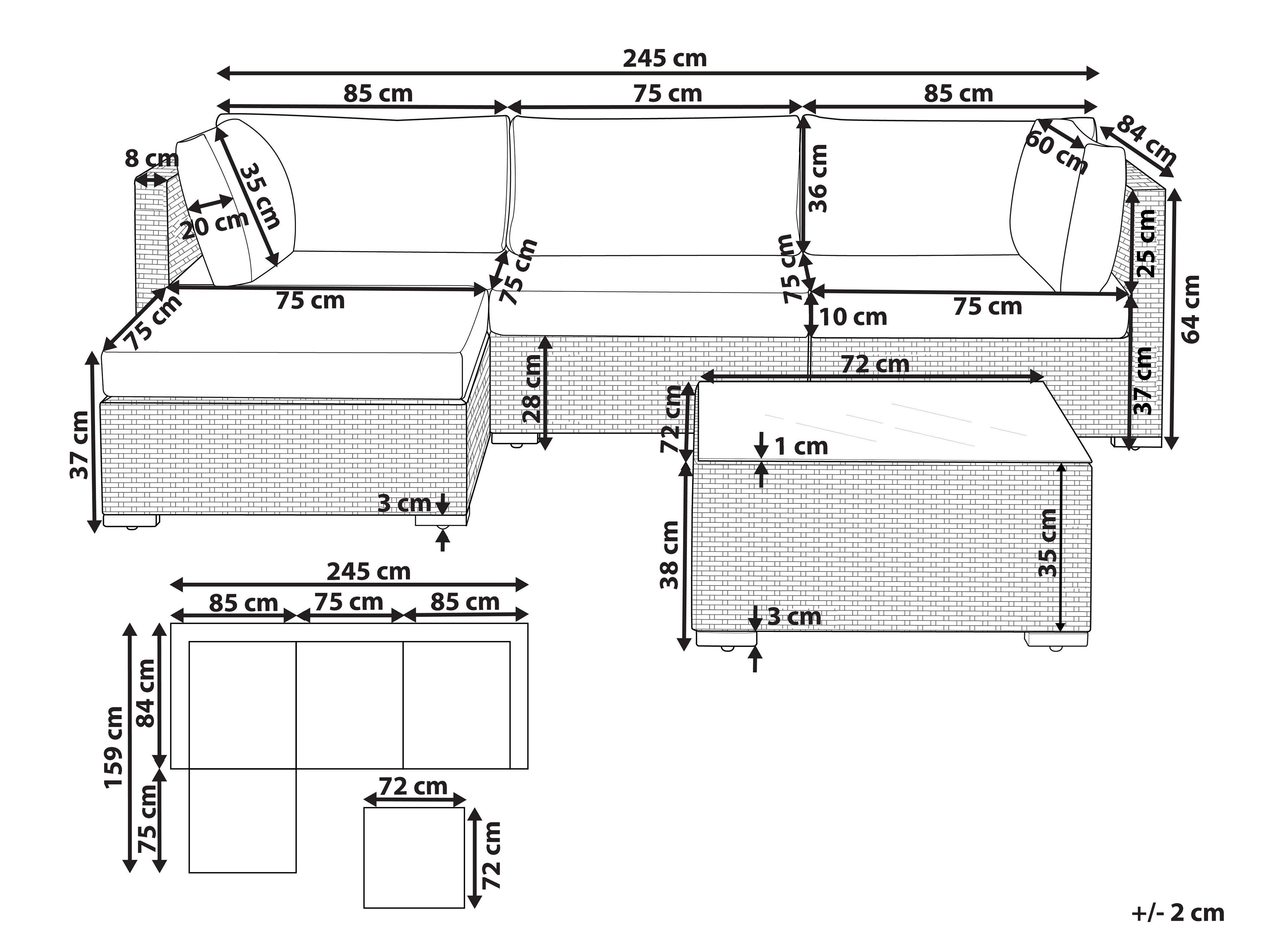 Tuin hoekloungeset met tafel 4-zits SANO rechtszijdig modulair PE rotan Wit