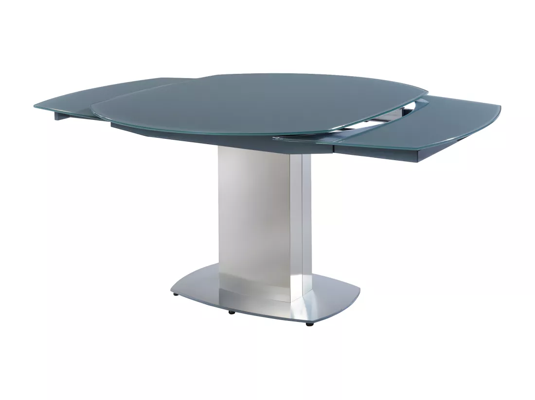 Table à manger extensible TALICIA - Verre trempé & métal - 6 à 8 personnes - Coloris Gris