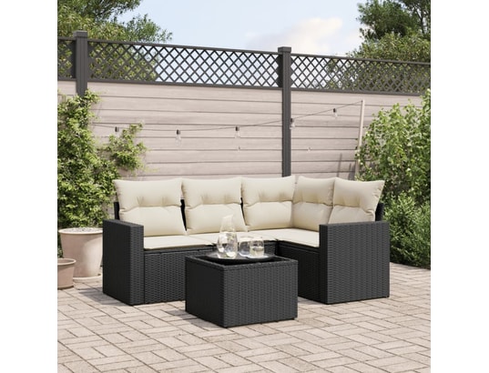 VIDAXL - Salon extérieur Salon de jardin 5 pcs avec coussins noir résine tressée