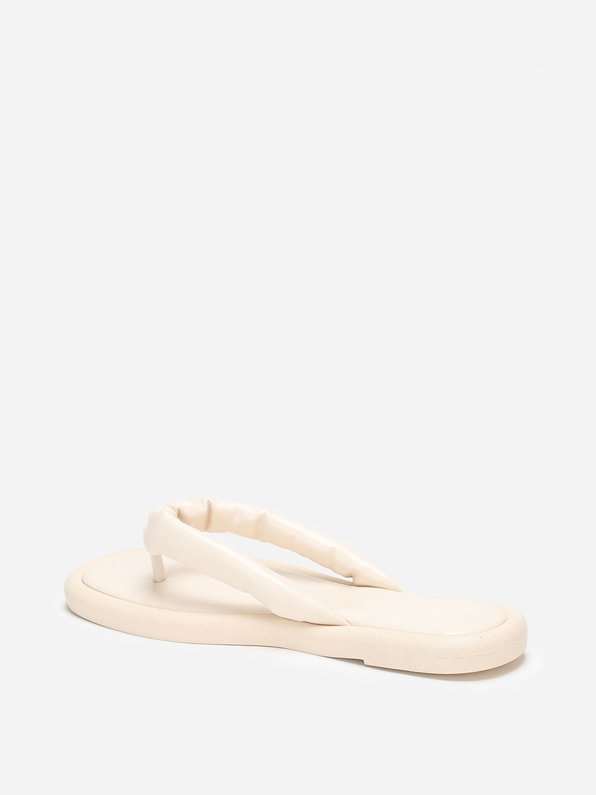 Tongs à bout carré et bride arrondie- Beige