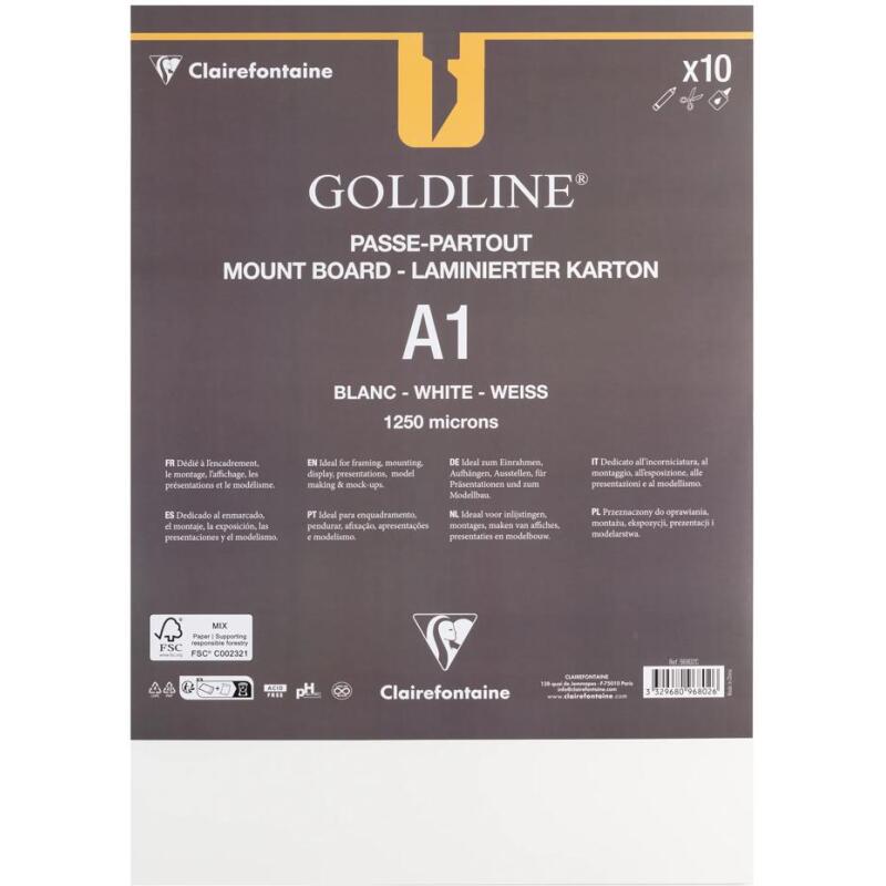 Goldline contrecollé pour passe-partout paquet 10F A1 1,25mm - Blanc