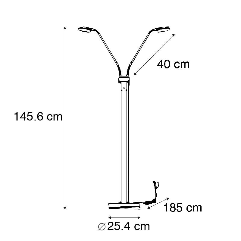 Moderne vloerlamp brons met leeslamp incl. LED - Eva