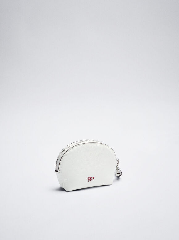 Porta-moedas com estampa floral - Branco-creme