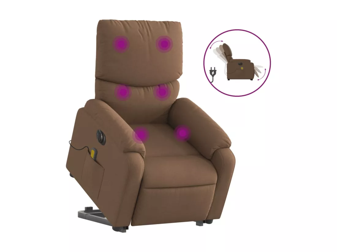 Fauteuil inclinable massant électrique Marron Tissu
