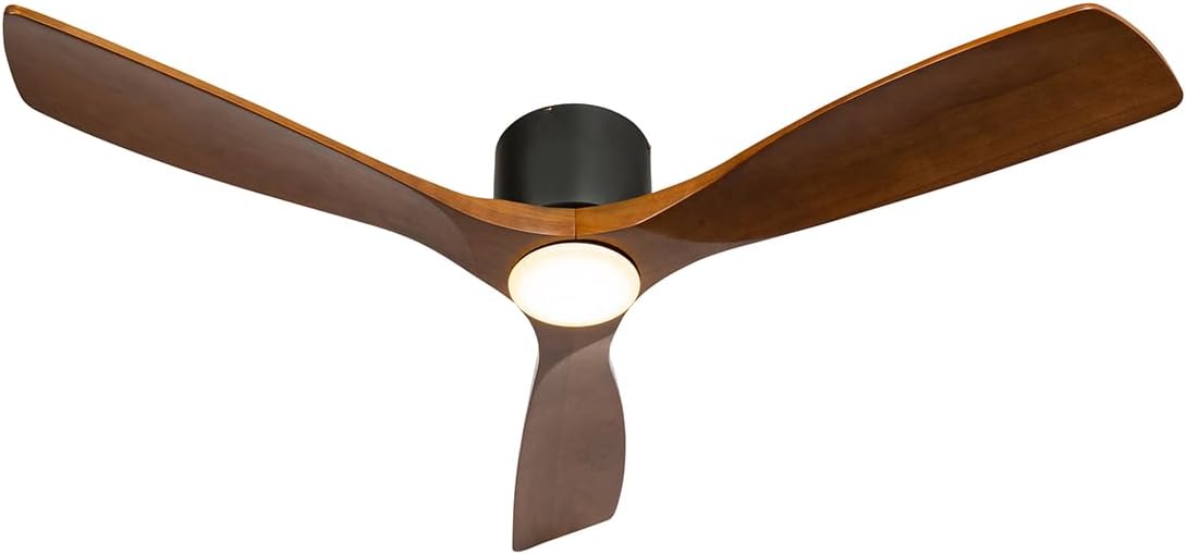 QAZQA - Modern Deckenventilator mit beleuchtung schwarz mit Holz 131,5 cm inkl. LED Dimmbar mit Fernbedienung - Jerri Dimmer I Dimmbar I Wohnzimmer I Schlafzimmer - Stahl Rund - I (nicht austauschbare