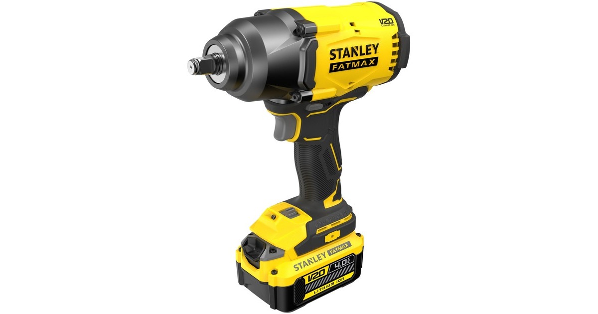 StanleyFATMAX 18V V20 borstelloze slagmoersleutel SFMCF940M1-QW  (Geel/zwart, Draagtas, accu en oplader inbegrepen)