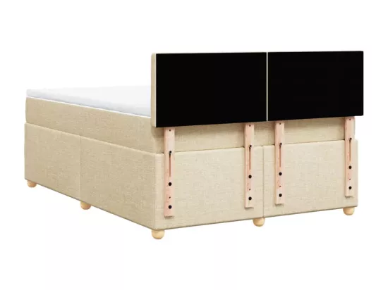 Sommier à lattes de lit avec matelas Crème 160x200 cm Tissu