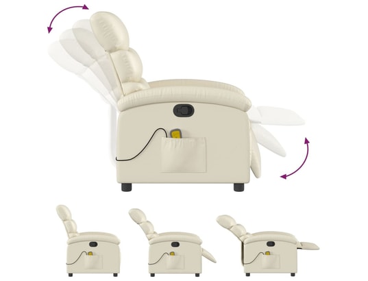VIDAXL - Fauteuil Relaxation Fauteuil inclinable - Crème Similicuir - 70x92x99,5cm