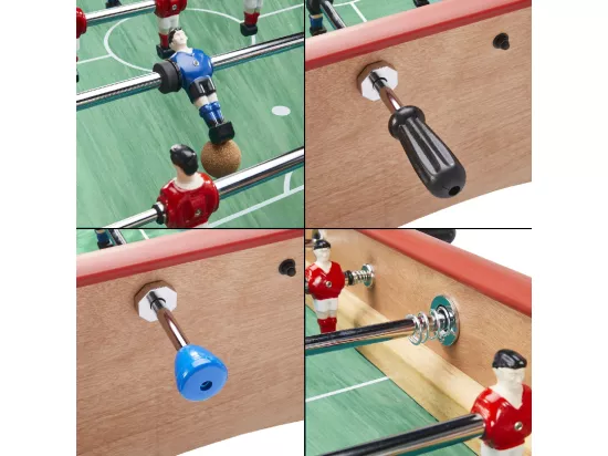 Baby-foot Adulte Luxe en bois - Barres télescopiques - 2 à 4 joueurs - 3 Balles liège inclues