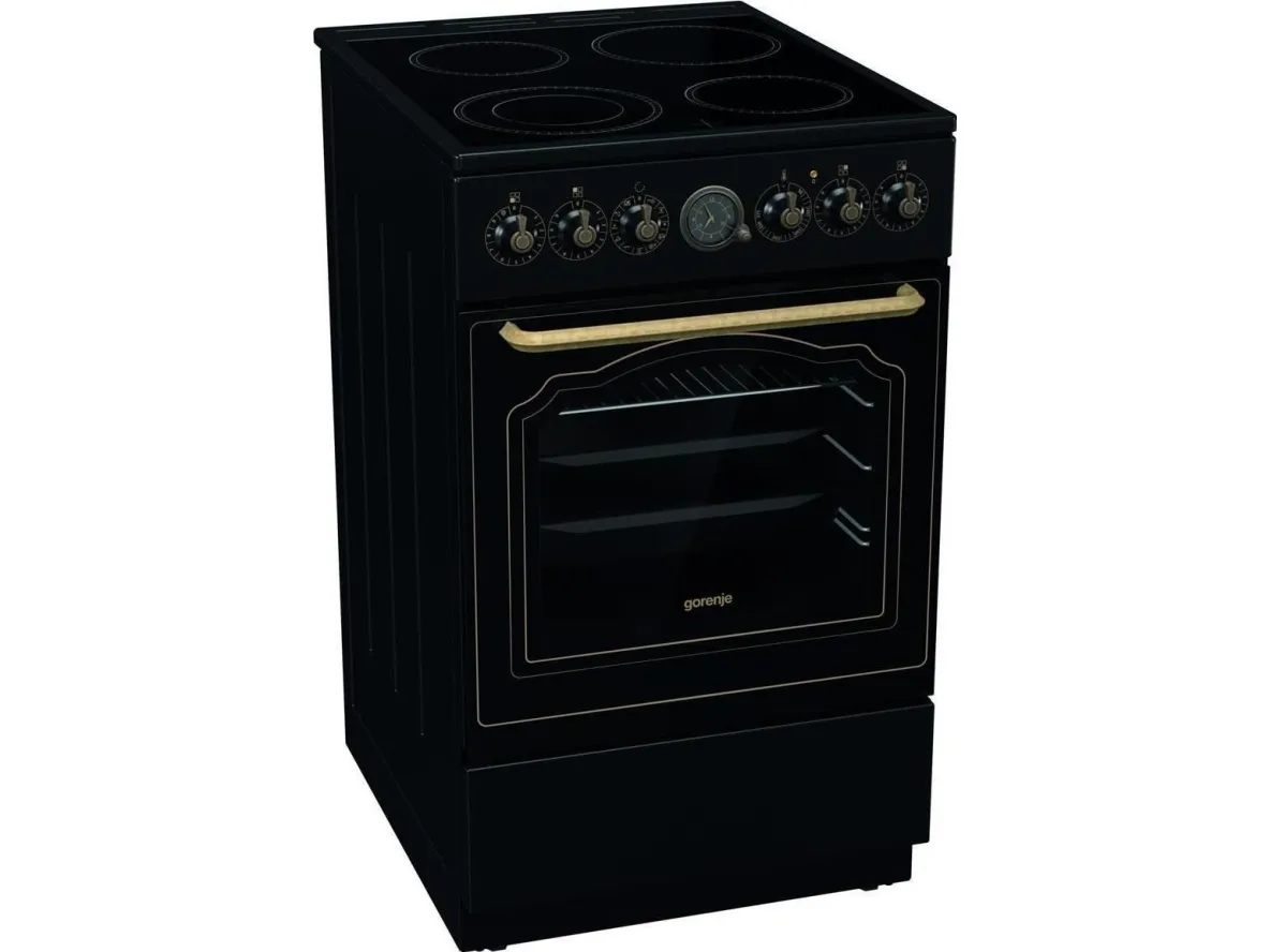 Gorenje Classico GECS5B70CLB - Komfur - med dampfunktion - fritstående - bredde: 50 cm - dybde: 59.4 cm - højde: 85 cm - med selv-rengøring - sort