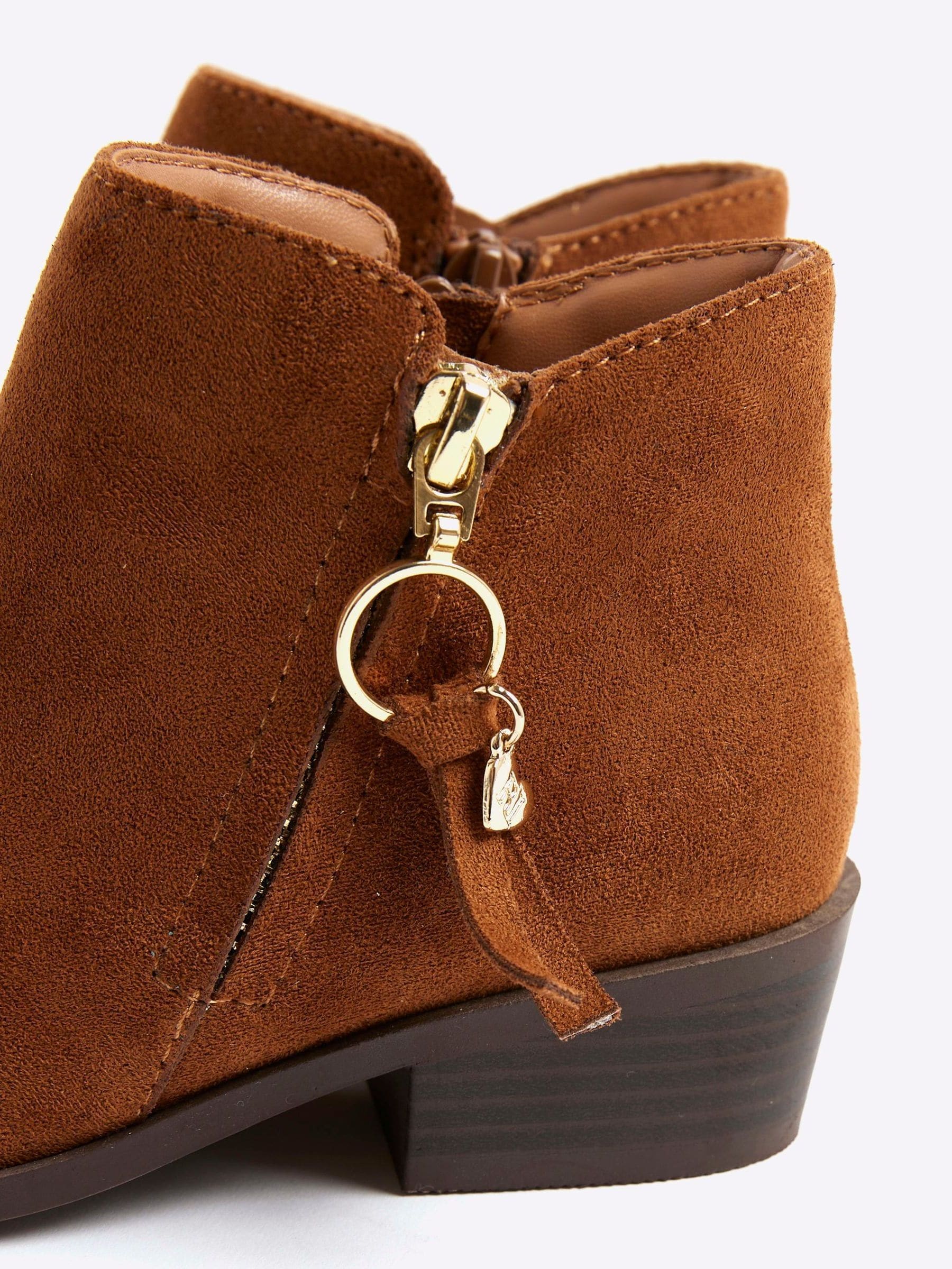 River Island Suedette Zip Ankle Boots