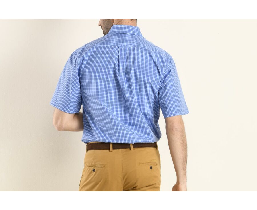 Chemise bleue à carreaux blancs - Poche - TRAVIS MC