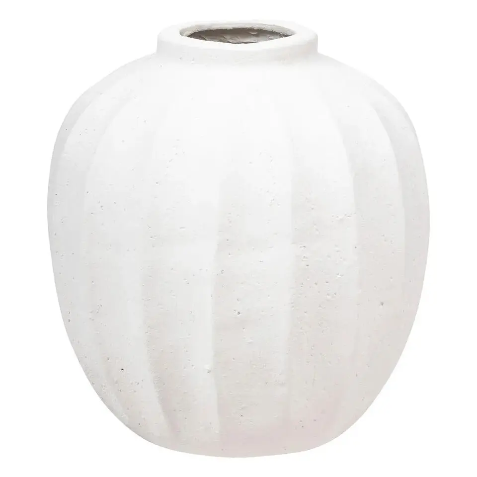 Atmosphera Bloemenvaas - creme wit - kunststeen - D25 x H28 cm