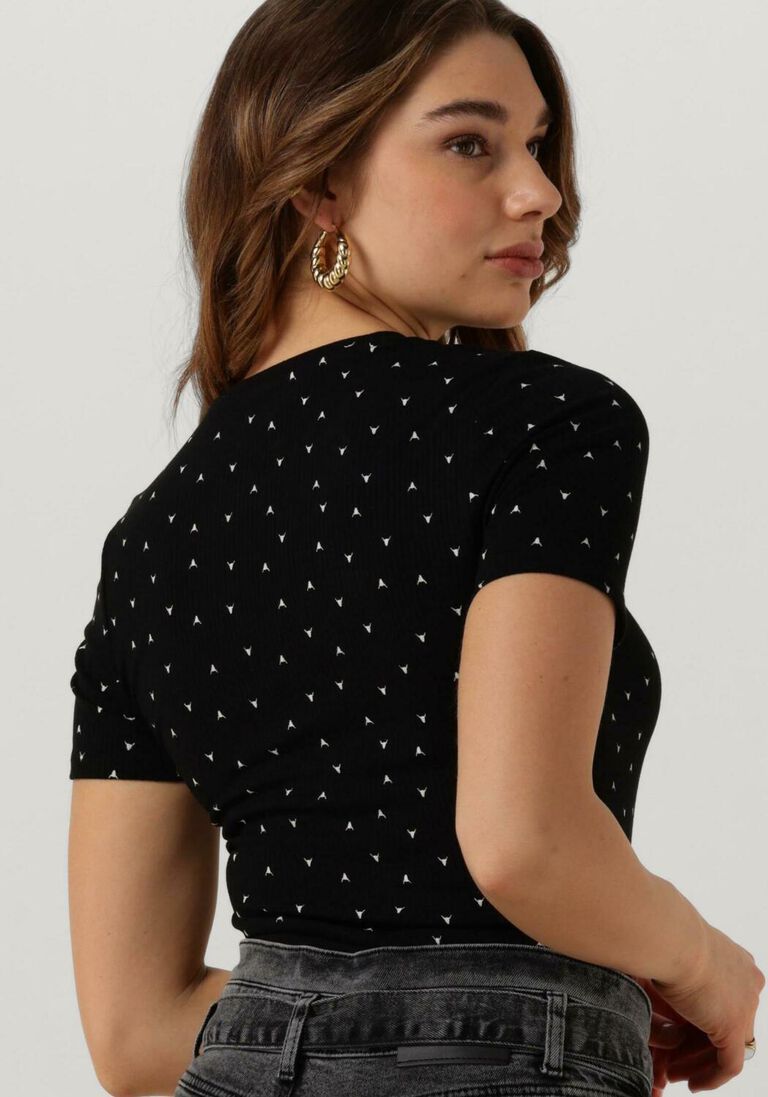 ALIX THE LABEL zwarte alix the label t-shirt ladies knitted reib bull t-shirt