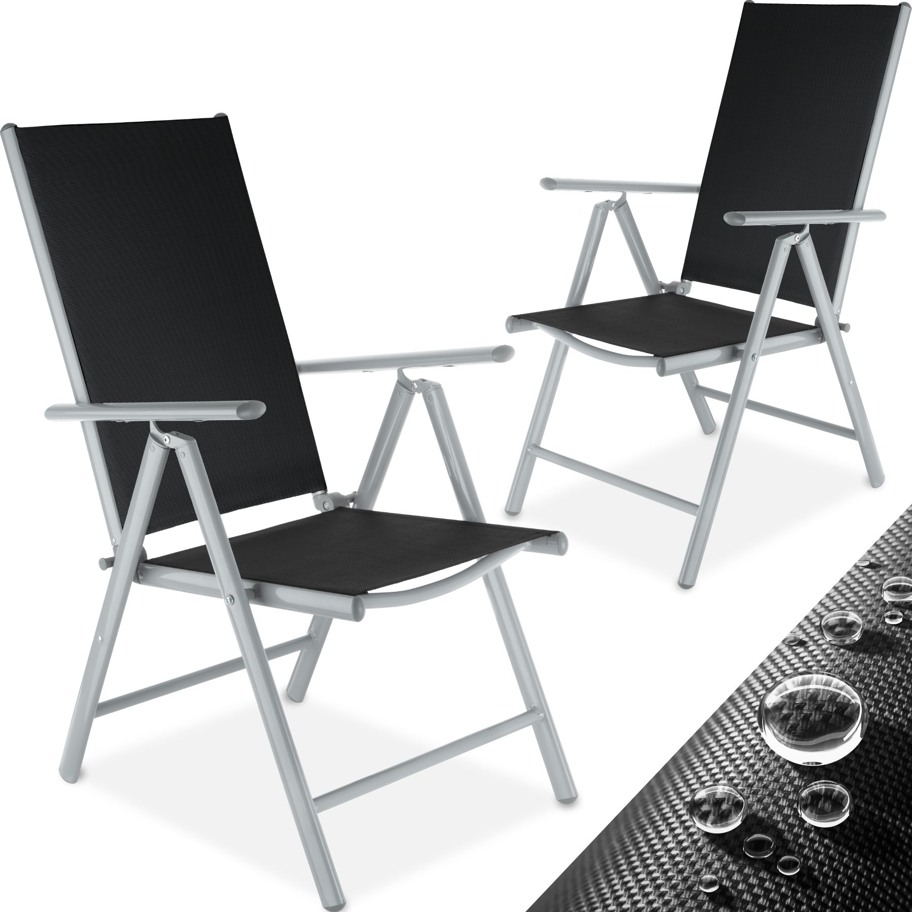 tectake® 2er Set Gartenstuhl, klappbar, 7-fach verstellbare Rückenlehne, 67 x 56 x 105 cm