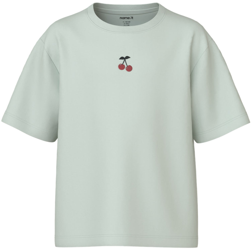 Køb Name It Pale Aqua Cherry Embroidery Nkfvictoria Ss Nreg Top