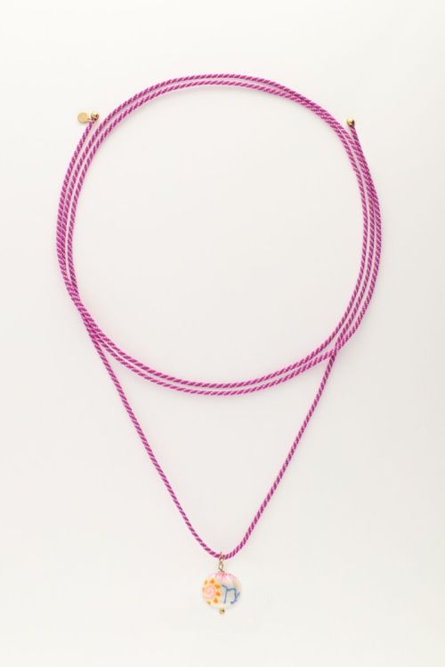 Zodiac paarse koord ketting met parel