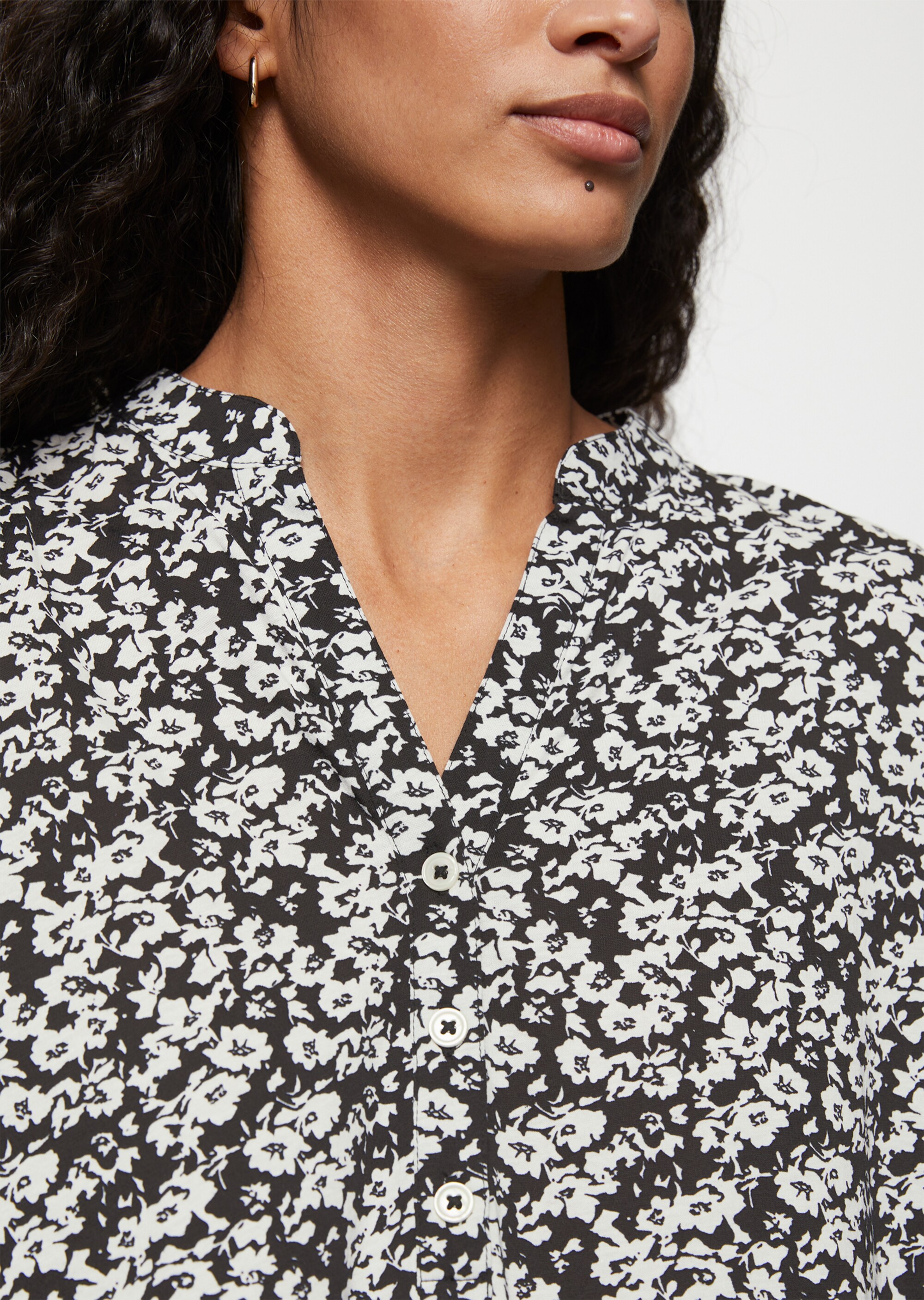 Kurzarm-Jersey-Bluse relaxedaus bedrucktem Single Jersey