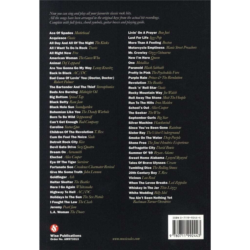 Wise Publications The Big Guitar Chord Songbook: Classic Rock gitaarboek