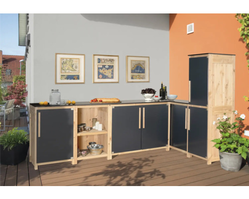 Tuinkast/buitenkeuken Konsta type 603 Douglasspar dressoir 60 x 58 x 92 cm HPL antraciet