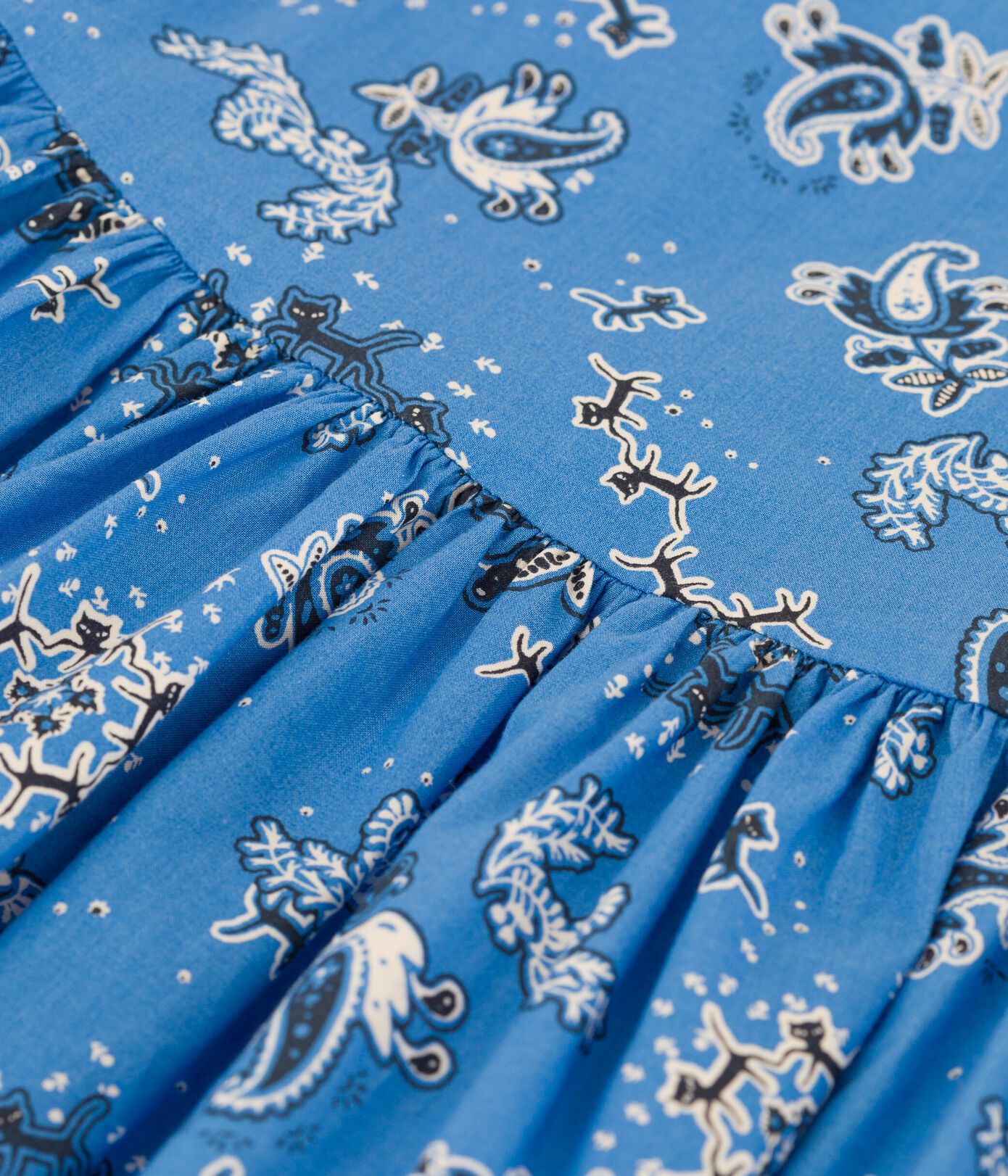Robe manches courtes imprimée bandana en popeline bébé