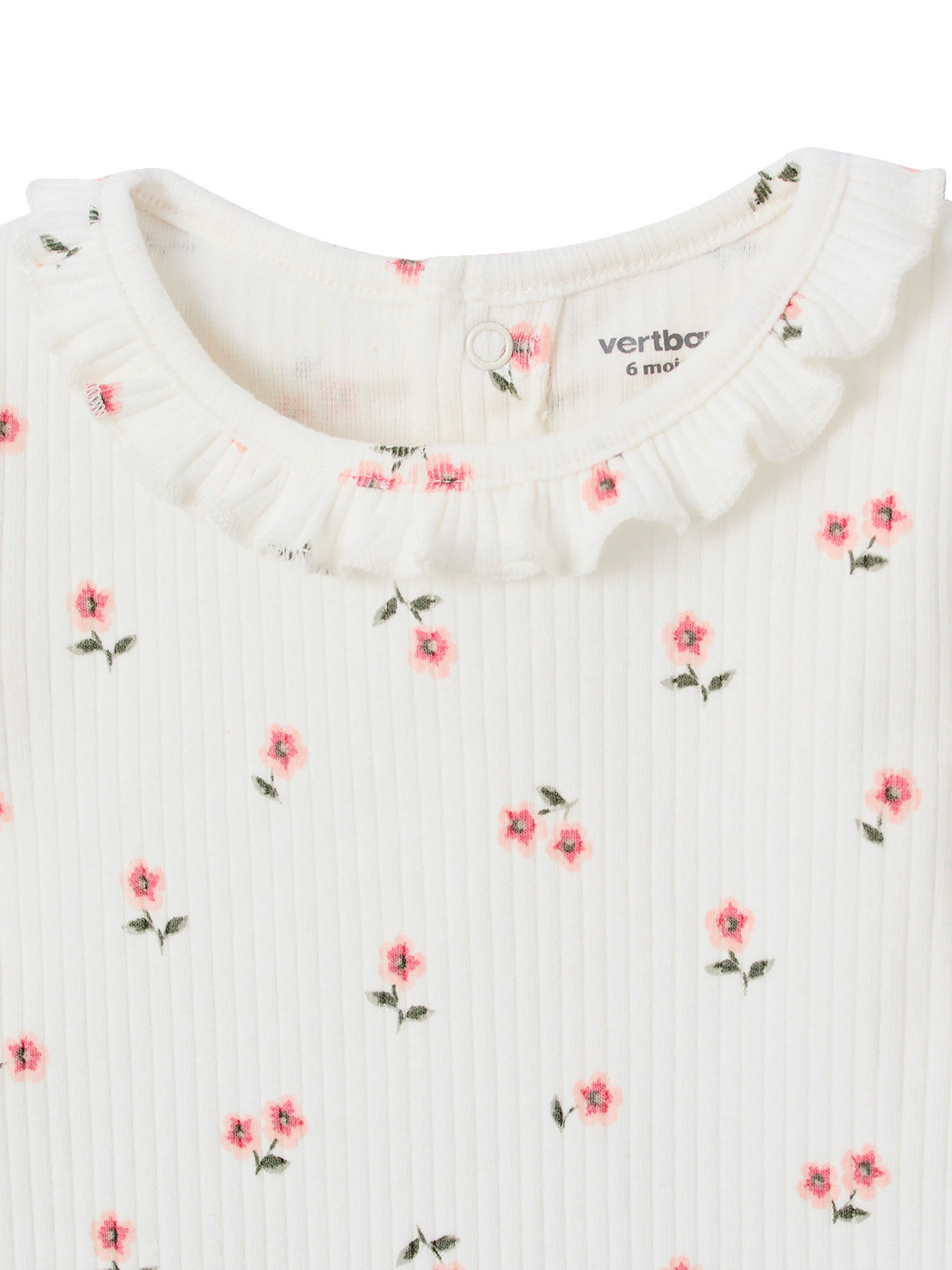 Vertbaudet Bio-Kollektion: geripptes Baby Shirt mit langen Ärmeln hellrosa