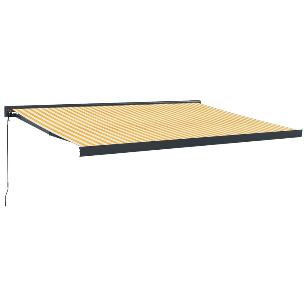Auvent rétractable jaune et blanc 4x3 m tissu et aluminium