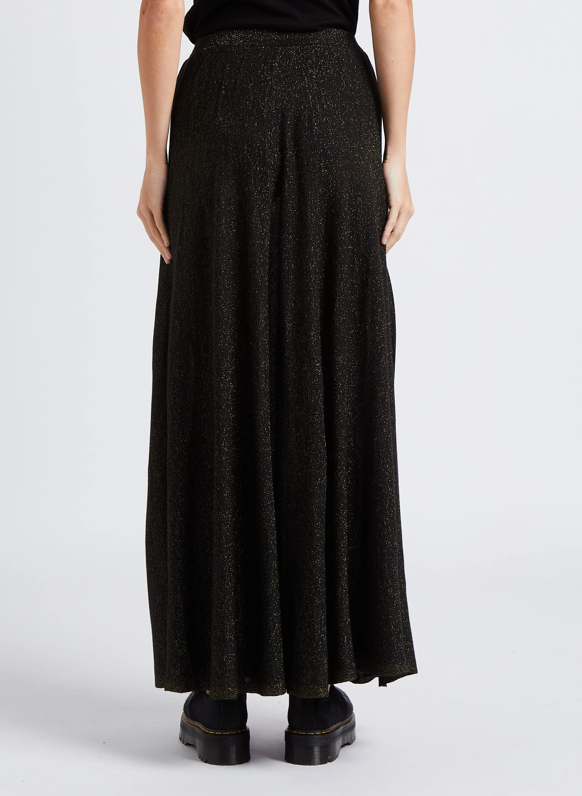 ELISABETH - Jupe longue taille haute à paillettes| Noir