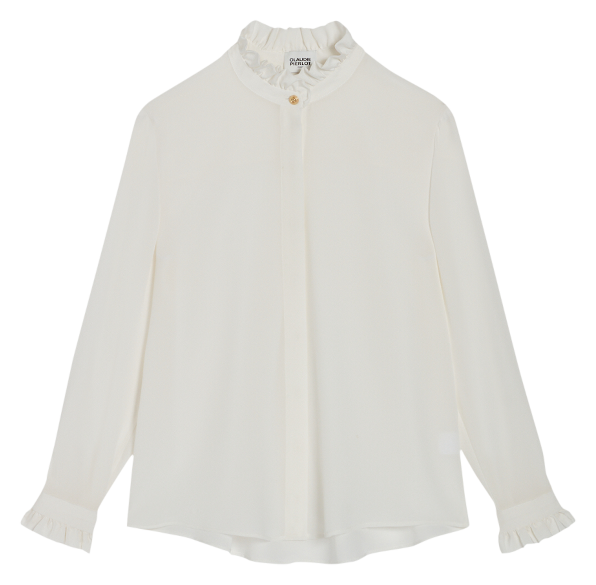 Chemise col claudine en soie | Blanc